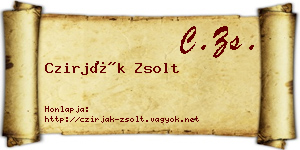 Czirják Zsolt névjegykártya